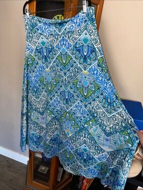 Women's Double Click Y2K Blue Multi-Print Circle Skirt